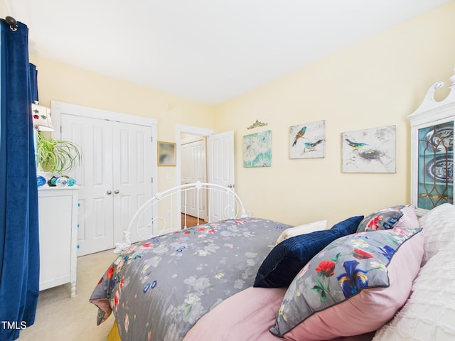 carpeted bedroom featuring a closet