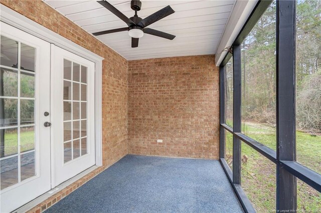 1429 Pocosin Rd, Winterville, NC 28590 - unfurnished sunroom featuring ceiling fan and french doors