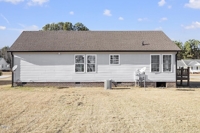 176 Clear Water Dr, Smithfield, NC 27577 - back of house with crawl space, a lawn, and a wooden deck