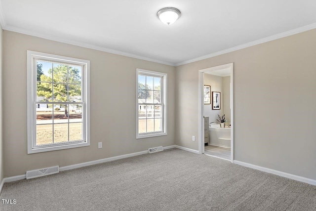 176 Clear Water Dr, Smithfield, NC 27577 - unfurnished bedroom with crown molding, carpet floors, baseboards, and ensuite bathroom