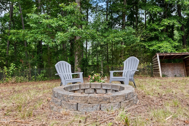 5237 Christian Light Rd, Fuquay Varina, NC 27526 - view of yard with an outdoor fire pit