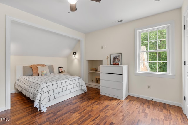 5237 Christian Light Rd, Fuquay Varina, NC 27526 - bedroom featuring lofted ceiling, wood finished floors, baseboards, and a ceiling fan