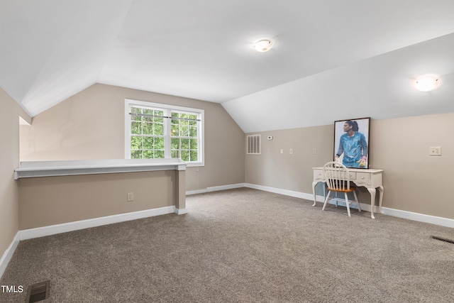 5237 Christian Light Rd, Fuquay Varina, NC 27526 - additional living space featuring vaulted ceiling, carpet, and baseboards