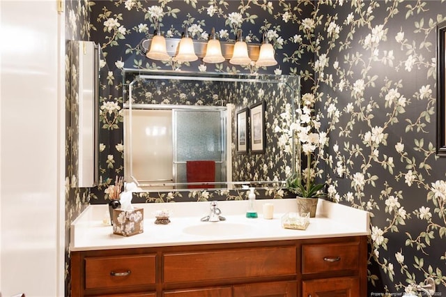 2427 Colgate Dr, Fayetteville, NC 28304 - bathroom featuring wallpapered walls and vanity