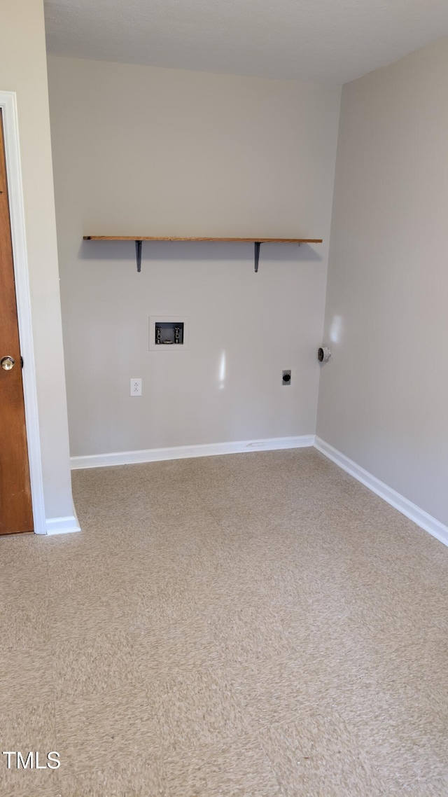 washroom with baseboards, laundry area, electric dryer hookup, and hookup for a washing machine