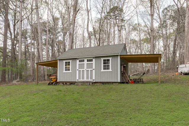 view of shed with an attached carport