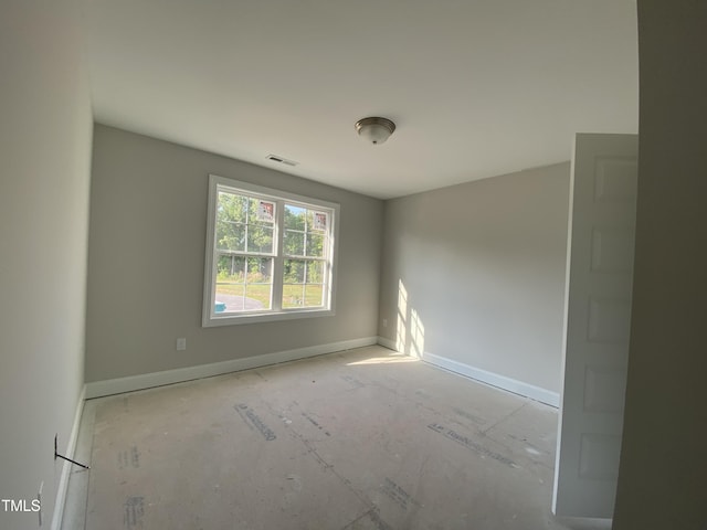 spare room with visible vents