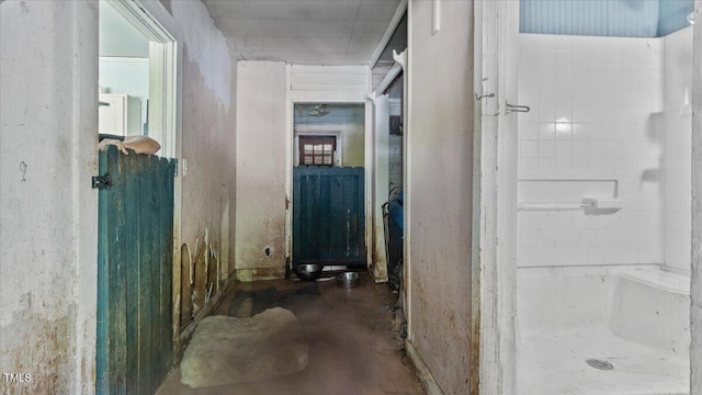 410 Halifax St, Warrenton, NC 27589 - bathroom with a shower stall and concrete flooring