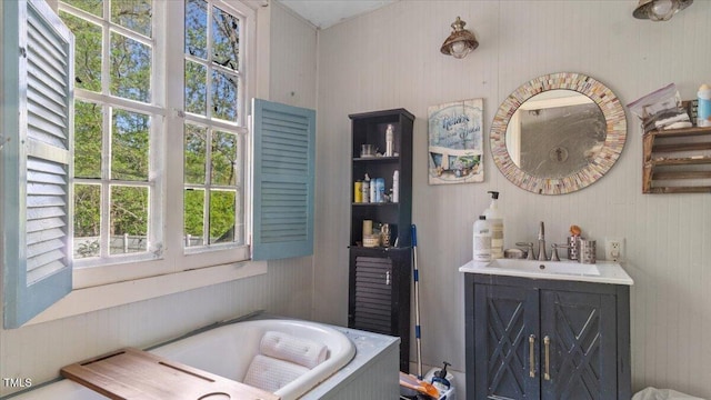 410 Halifax St, Warrenton, NC 27589 - bathroom with vanity, a bathtub, and a healthy amount of sunlight