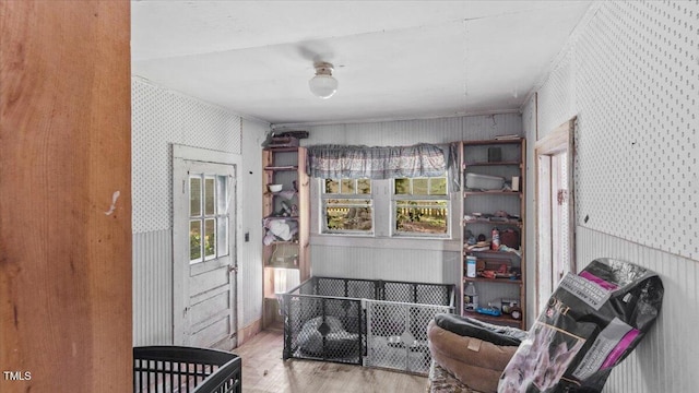 410 Halifax St, Warrenton, NC 27589 - interior space featuring wood finished floors and wallpapered walls