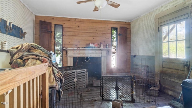410 Halifax St, Warrenton, NC 27589 - miscellaneous room with wallpapered walls and ceiling fan