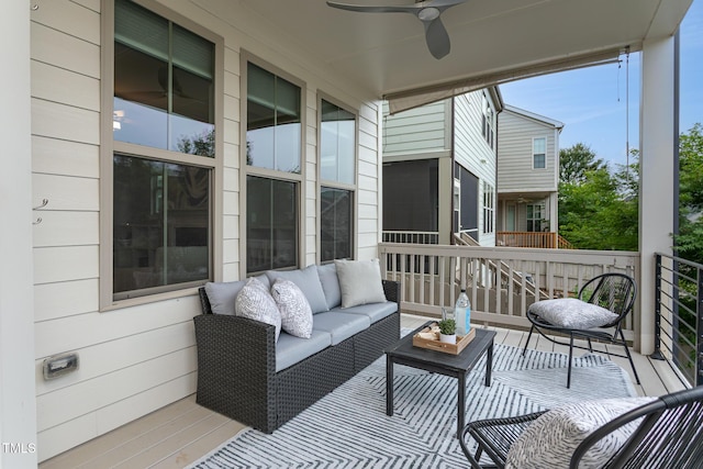4026 Overcup Oak Ln, Cary, NC 27519 - balcony with ceiling fan and an outdoor hangout area