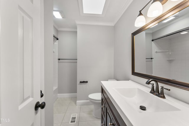 2949 Tram Rd, Fuquay Varina, NC 27526 - bathroom featuring tile patterned flooring, toilet, crown molding, and visible vents