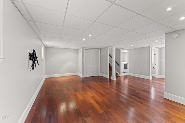 2949 Tram Rd, Fuquay Varina, NC 27526 - finished basement with baseboards, stairs, and wood finished floors