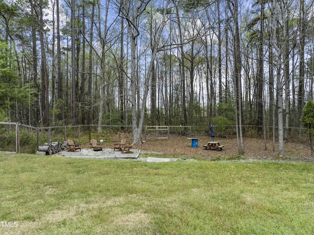 2949 Tram Rd, Fuquay Varina, NC 27526 - view of yard with a fire pit and fence