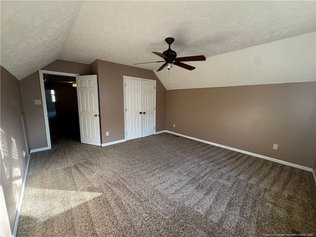 5870 Mcdonald Rd, Parkton, NC 28371 - additional living space featuring baseboards, a textured ceiling, ceiling fan, and lofted ceiling