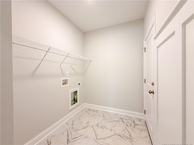 1312 Cory Cir, Fayetteville, NC 28312 - laundry room with laundry area, washer hookup, marble finish floor, baseboards, and hookup for an electric dryer