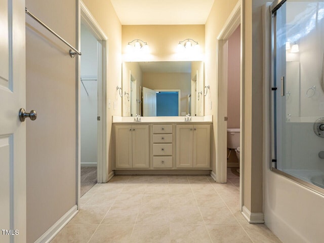 112 Churment Ct, Durham, NC 27703 - full bath with double vanity, tile patterned flooring, and shower / bathtub combination