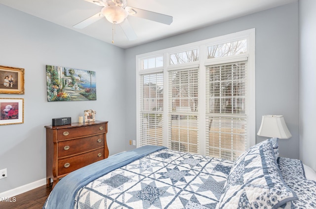 6020 Jones Farm Rd, Wake Forest, NC 27587 - bedroom with wood finished floors, baseboards, and ceiling fan