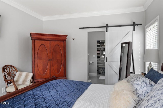 15 Longwood Dr, Youngsville, NC 27596 - bedroom with ornamental molding and a barn door