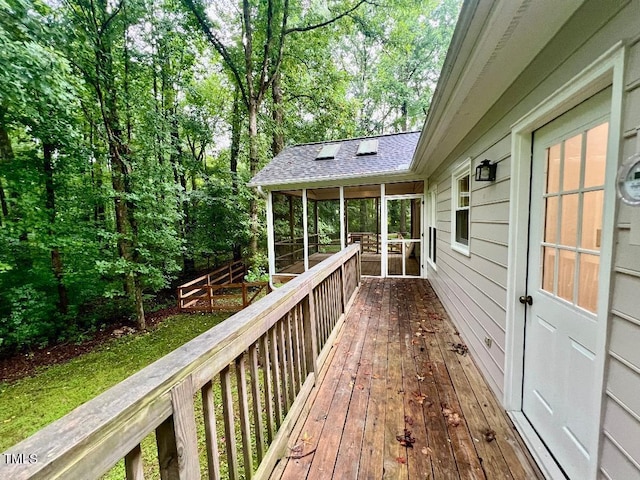 1401 Roy Averette Dr, Raleigh, NC 27603 - wooden terrace with a sunroom