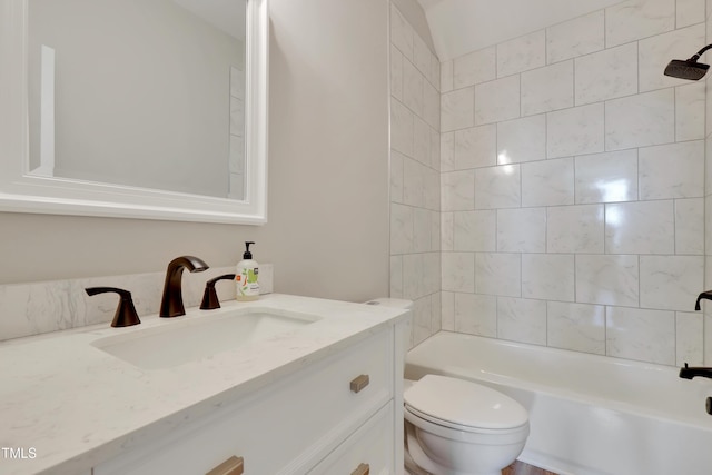 full bathroom with vanity, toilet, and tub / shower combination
