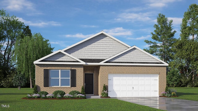 501 Ivory Ln, Goldsboro, NC 27534 - view of front of home featuring brick siding, a garage, and a front lawn