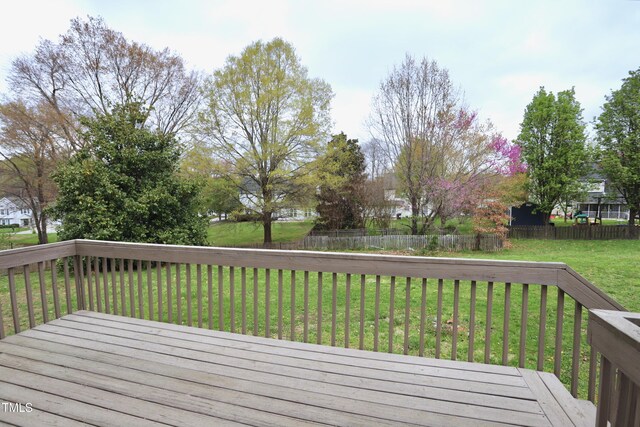 3313 Sparrowhawk Dr, High Point, NC 27265 - wooden terrace with a yard and fence