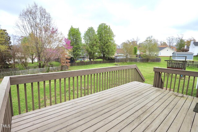 3313 Sparrowhawk Dr, High Point, NC 27265 - deck featuring a yard and a fenced backyard