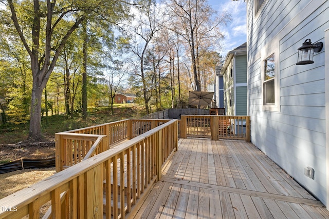 deck featuring fence