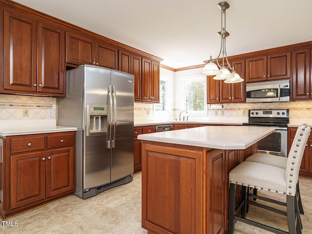 2213 Ravens Creek Ct, Raleigh, NC 27603 - kitchen with a sink, light countertops, tasteful backsplash, and stainless steel appliances