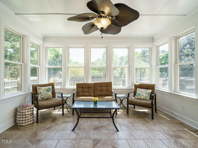 2213 Ravens Creek Ct, Raleigh, NC 27603 - sunroom featuring stone finish floor and ornamental molding