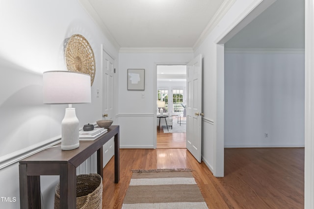 3911 Hope Valley Rd, Durham, NC 27707 - hall with wood finished floors and crown molding