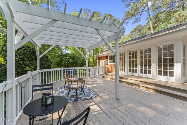 3911 Hope Valley Rd, Durham, NC 27707 - deck with a pergola and french doors