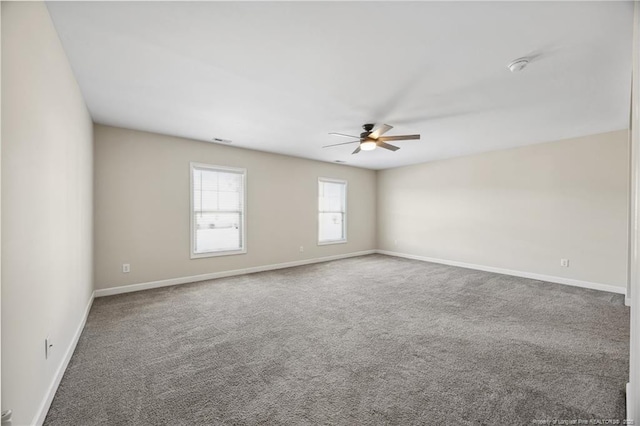4644 Woodline Dr, Fayetteville, NC 28314 - unfurnished room with ceiling fan, carpet floors, baseboards, and visible vents