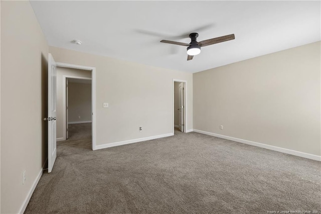 4644 Woodline Dr, Fayetteville, NC 28314 - unfurnished bedroom with baseboards, a ceiling fan, and carpet
