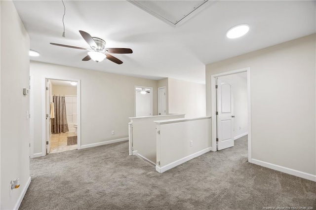 4644 Woodline Dr, Fayetteville, NC 28314 - empty room featuring a ceiling fan, baseboards, and carpet