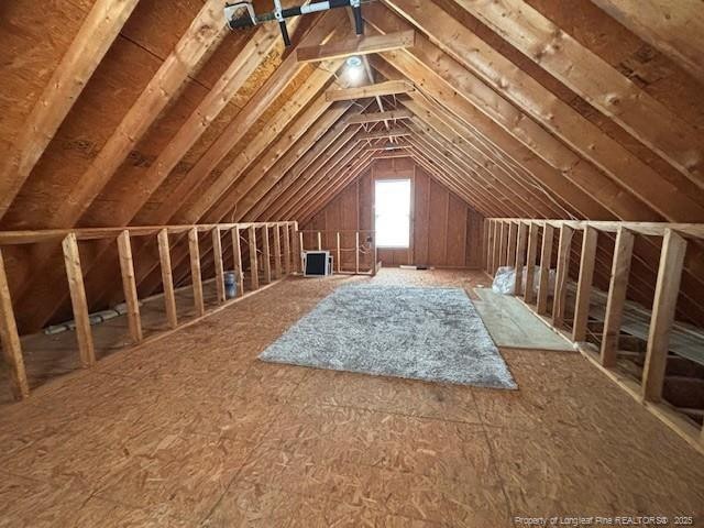 view of unfinished attic