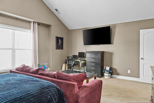 178 Tun Tavern Dr, Cameron, NC 28326 - bedroom with lofted ceiling, carpet, and baseboards