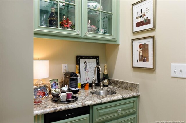 bar with a sink and dishwashing machine