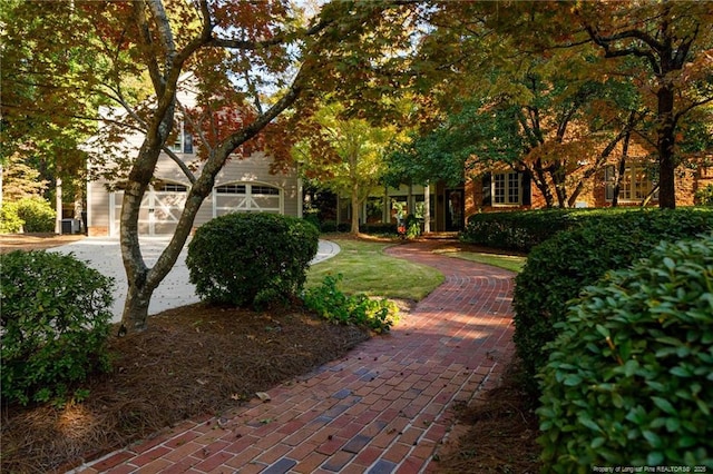 exterior space with a garage