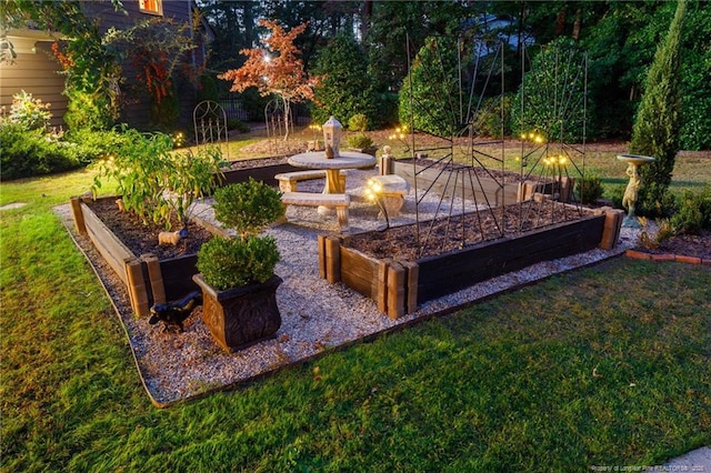 view of yard featuring a vegetable garden
