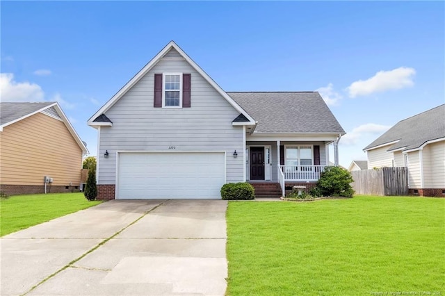 2220 Chasewater Rd, Fayetteville, NC 28306 - traditional-style house featuring a front lawn, fence, covered porch, an attached garage, and driveway