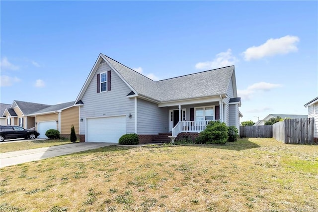 2220 Chasewater Rd, Fayetteville, NC 28306 - traditional-style home with fence, a garage, a porch, a front yard, and driveway