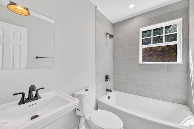 852 Fred Wilder Rd, Franklinton, NC 27525 - full bathroom with a sink, toilet, and shower / bathtub combination