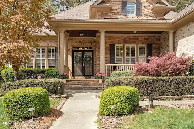 1525 Marshall Farm St, Wake Forest, NC 27587 - property entrance with stone siding and covered porch