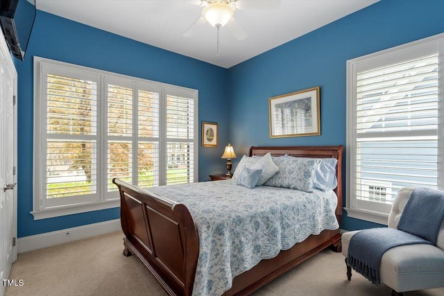 1525 Marshall Farm St, Wake Forest, NC 27587 - bedroom with a ceiling fan, baseboards, and light colored carpet
