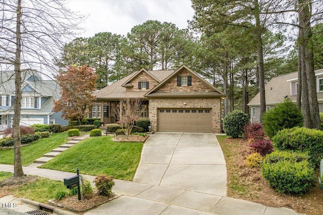 1525 Marshall Farm St, Wake Forest, NC 27587 - craftsman inspired home featuring brick siding, concrete driveway, an attached garage, and a front lawn