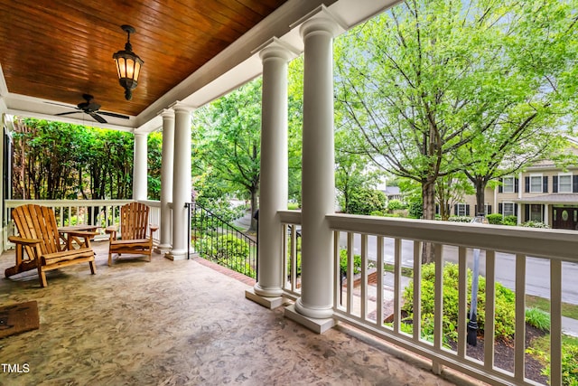 3821 Falls River Ave, Raleigh, NC 27614 - view of patio / terrace with covered porch and a ceiling fan