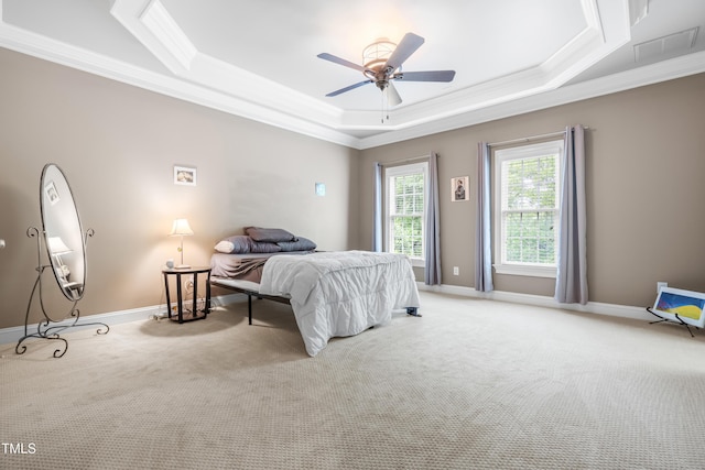 3821 Falls River Ave, Raleigh, NC 27614 - bedroom featuring crown molding, light colored carpet, baseboards, and ceiling fan